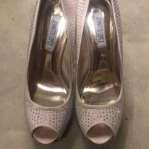 Nude Pumps with Iridescent Rhinestones